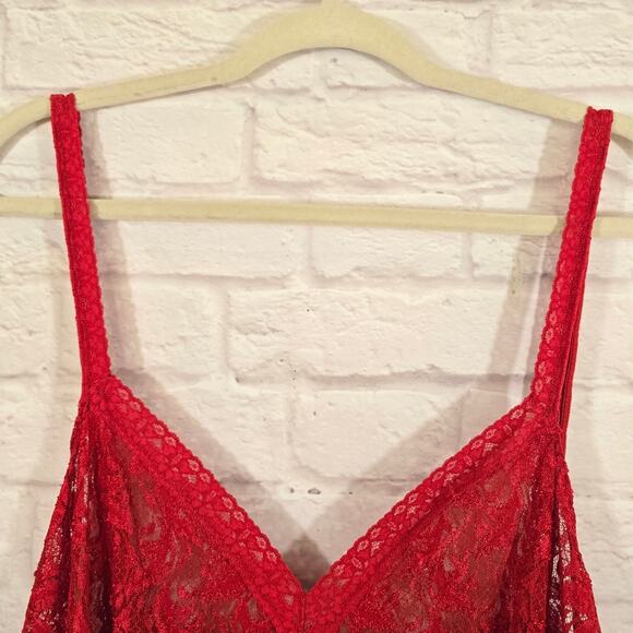 M Solange Satin Red Lace Nightgown Babydoll Lingerie Slip Dress Y2K Size 26 28 - Picture 2 of 10
